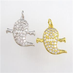 copper dolphin pendants paved zircon, mixed, approx 13-15mm