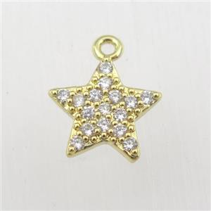 copper star pendant paved zircon, gold plated, approx 12mm dia