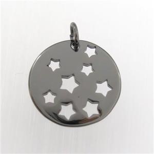 copper circle pendant, black plated, approx 16mm dia