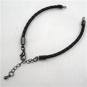 PU leather bracelet with resized chain, approx 3mm