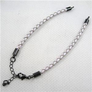 PU leather bracelet with resized chain, approx 3mm