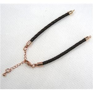 PU leather bracelet with resized chain, approx 3mm