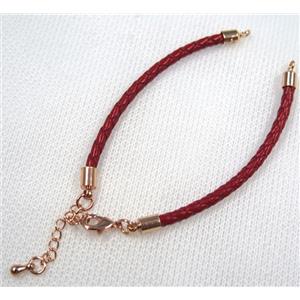 PU leather bracelet with resized chain, approx 3mm