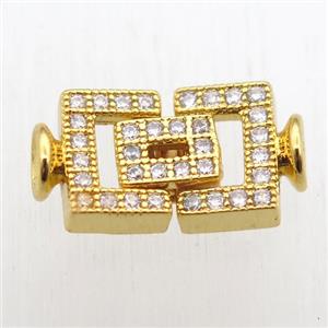 copper clasp paved zircon, gold plated, approx 10-20mm