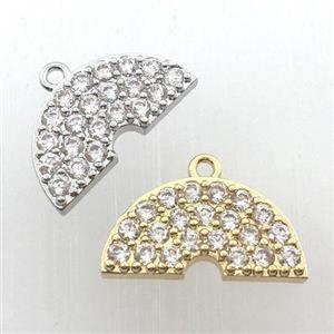 copper rainbow pendant pave zircon, mix color, approx 12-20mm