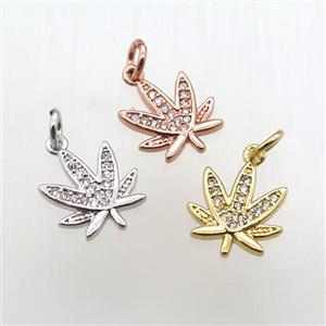 copper flower pendant paved zircon, mixed color, approx 11-14mm