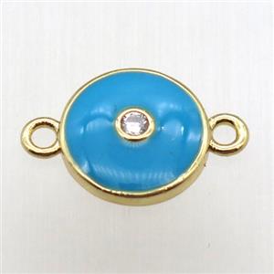 copper eye connector pave zircon, gold plated, approx 12mm dia