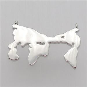 copper worldsmap pendant, platinum plated, approx 18-30mm