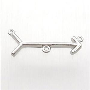 copper arrow pendant, platinum plated, approx 10-28mm