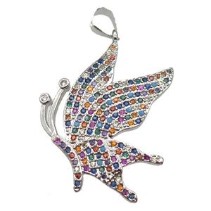 copper moths pendant paved zircon, platinum plated, approx 22-30mm