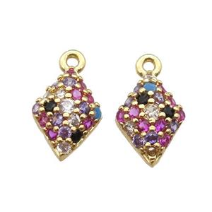 copper dart pendant paved zircon, gold plated, approx 6-10mm