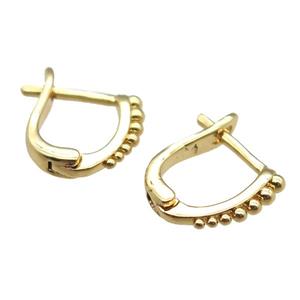 copper Latchback Earrings, gold plated, approx 10-12mm