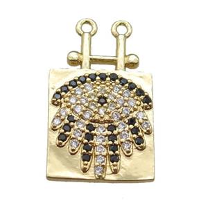 copper eye pendant paved zircon, gold plated, approx 12-22mm
