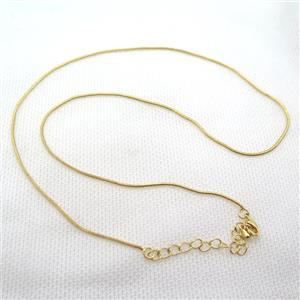 copper Necklace Chain, gold plated, approx 1mm dia, 42-48cm length