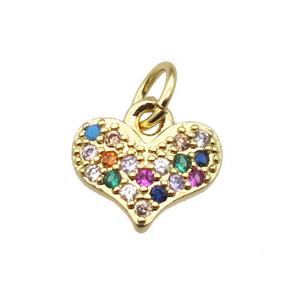 copper heart pendant paved zircon, gold plated, approx 9mm