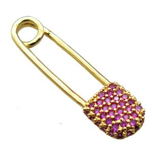 copper clip pendant paved zircon, gold plated, approx 8-28mm