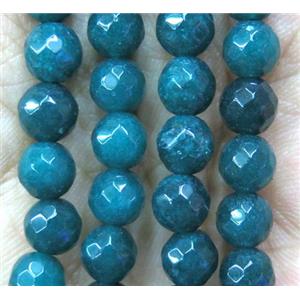 steel green Agate bead, faceted round, approx 6mm dia