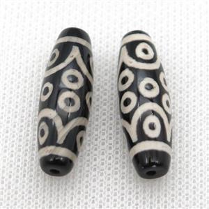 tibetan DZi rice beads, eye, approx 10x30mm