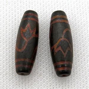 tibetan DZi rice beads, approx 10x30mm