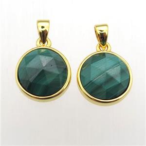 green Malachite circle pendants, approx 11mm dia