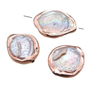 natural pearl beads, rose gold, approx 18-26mm