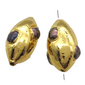 pearl beads, freeform, gold plated, approx 20-30mm