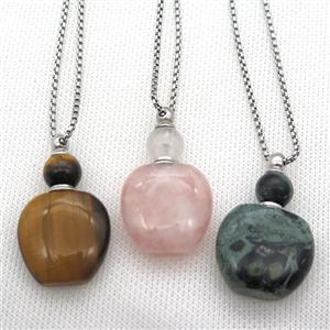 mixed Gemstone perfume bottle Necklace, approx 28-40mm