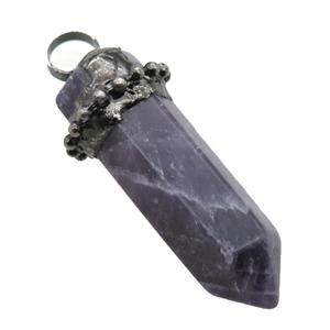 purple Amethyst bullet pendant, approx 14-50mm