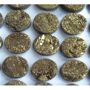 druzy quartz cabochon, oval, approx 10x12mm