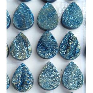 druzy quartz cabochon, teardrop, approx 9x12mm