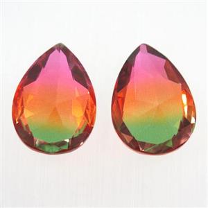 synthetical multicolor Tourmaline cabochon, no hole, teardrop, approx 13x18mm