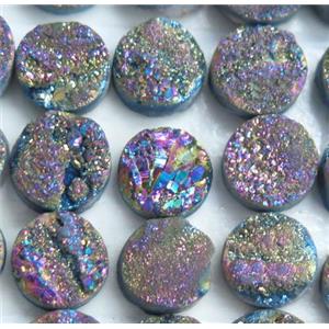 druzy quartz cabochon, round, approx 10mm dia