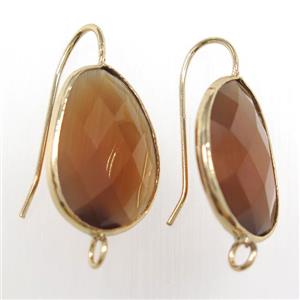 deeporange glass crystal earring with loop, gold plated, approx 15-20mm