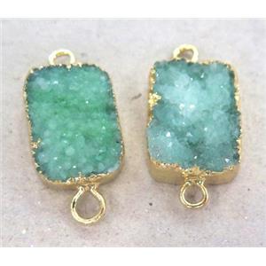 druzy quartz connector, rectangle, gold plated, approx 12x16mm
