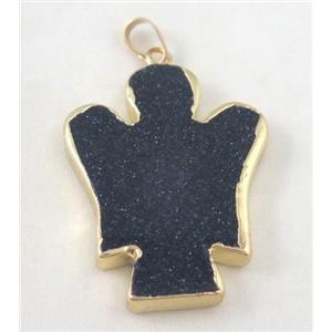 blue sand pendant, angle, flat, approx 30-40mm