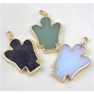 gemstone pendant, angle, flat, approx 30-40mm