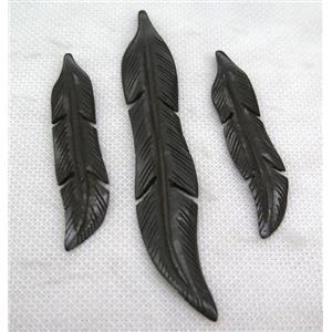 black bone feather pendant, approx 20-105mm