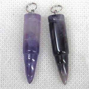 purple Amethyst bullet pendant, approx 10x40mm