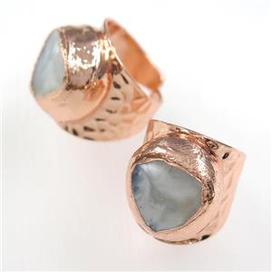 Pearl Copper Rings Rose Gold, approx 18-30mm