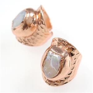 Pearl Copper Rings Rose Gold, approx 18-30mm