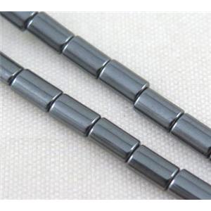 hematite tube beads, black electroplated, approx 3x5mm
