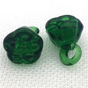 deepgreen Lampwork Glass lotus pendant, approx 15-18mm