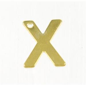 stainless steel letter X pendant, gold plated, approx 6-11mm