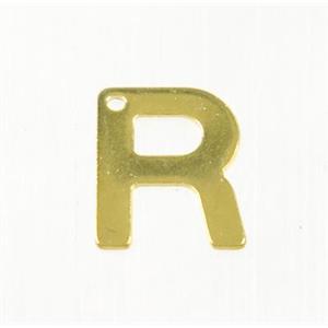 stainless steel letter R pendant, gold plated, approx 6-11mm