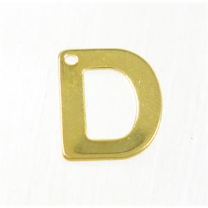 stainless steel letter D pendant, gold plated, approx 6-11mm