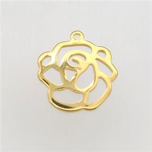 stainless steel flower pendant, gold plated, approx 14mm dia