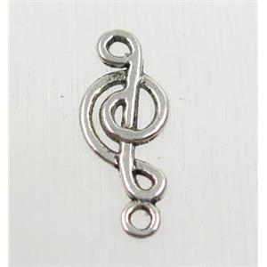 tibetan silver music notes connector, non-nickel, approx 8x19.5mm