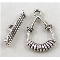 Tibetan Silver Toggle Clasp Non-Nickel, approx 15x24mm, stick 20mm