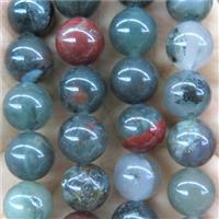 round green BloodStone beads smooth, approx 10mm dia