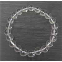round Clear Quartz bead bracelet, stretchy, approx 8mm, 60mm dia